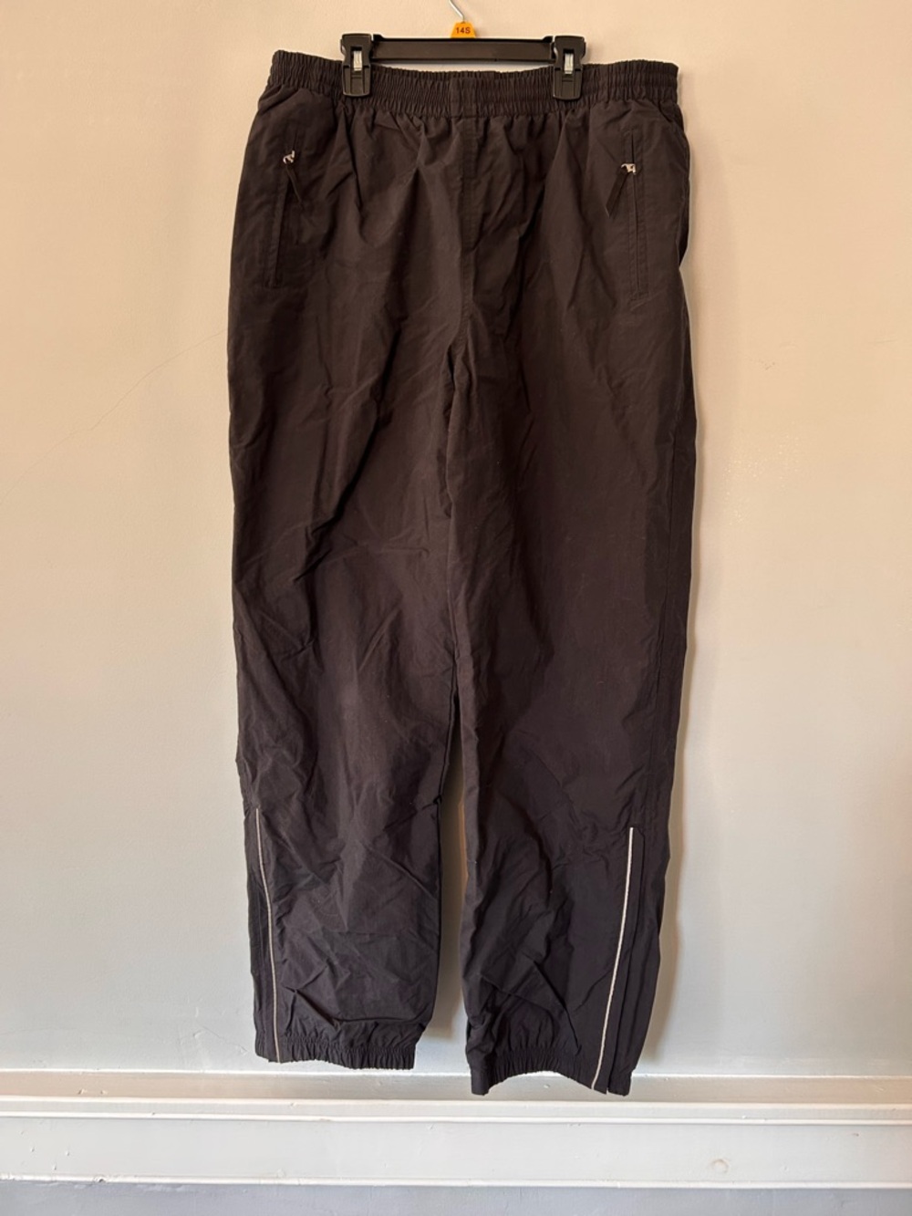 Lands' End Women Pants  Black 100% Nylon Hiking Active‎  Size 14-16 VTG